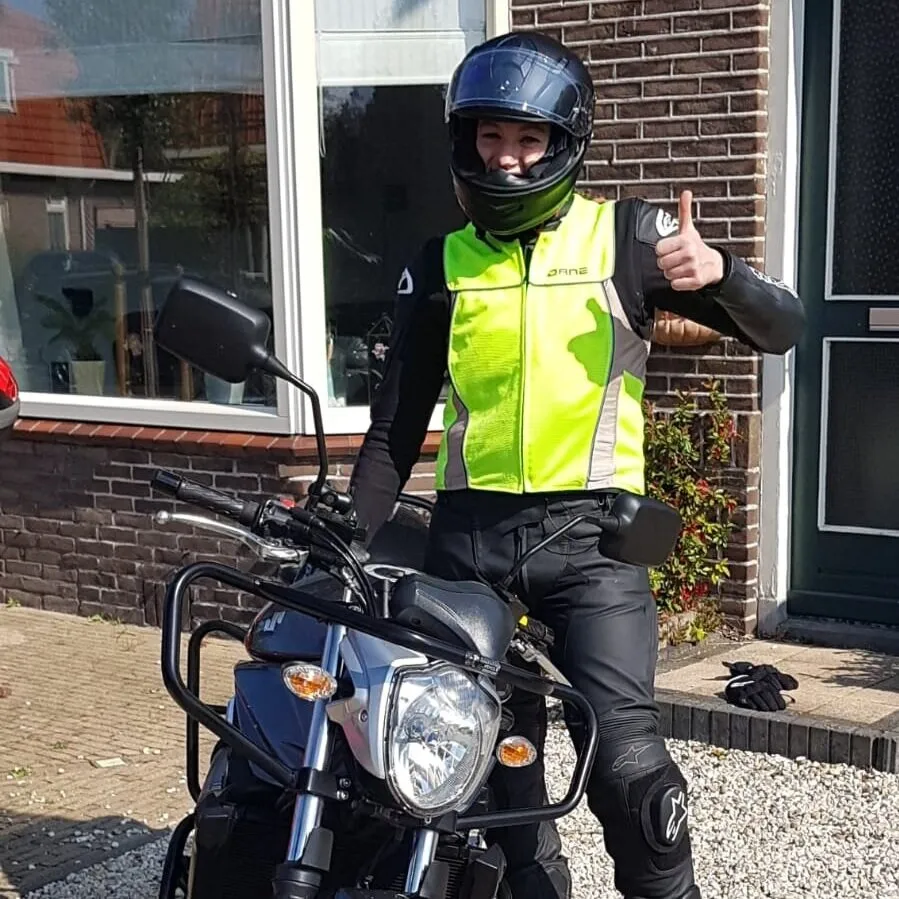 Motorcycle student giving a thumbs up